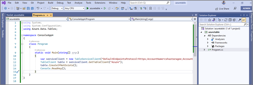 Build Your First Azure Storage Table